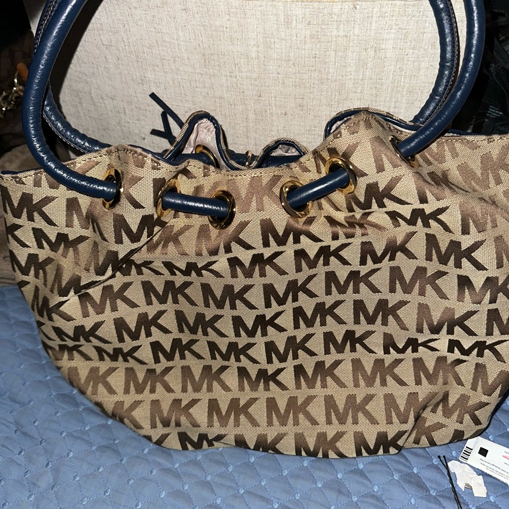 Michael Kors Tan and Black Logo Shoulder Bag